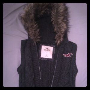 Vest with fur hood
